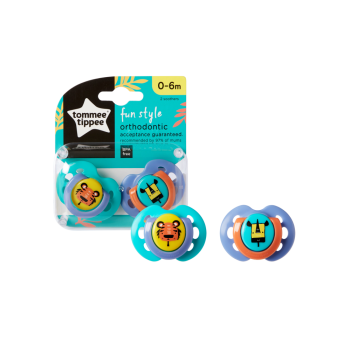 Smoczek Tommee Tippee 0-6m FUN STYLE 2 szt.