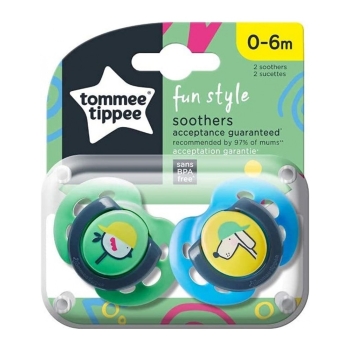 Smoczek Tommee Tippee 0-6m FUN STYLE 2 szt.