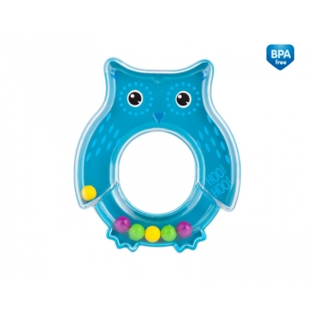 Grzechotka dla niemowlaka niebieska Sowa - pierwsza zabawka sensoryczna