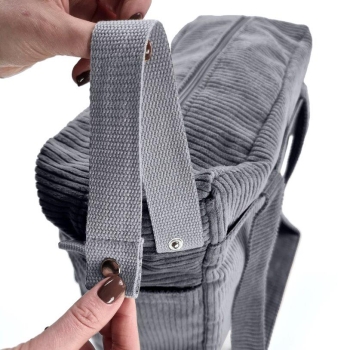 Szara Torba do Wózka Sztruksowa, Organizer Bawełniany Oeko-Tex