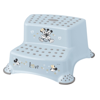 Schodek dla Dziecka Dwustopniowy Antypoślizgowy Myszka Miki Mętny Błękit