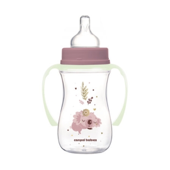 Canpol EasyStart Butelka Antykolkowa 240ml Sleepy Koala Różowa z Uchwytami