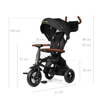 Rowerek Trójkołowy dla Dziecka Rito Deluxe Rubber Czarny