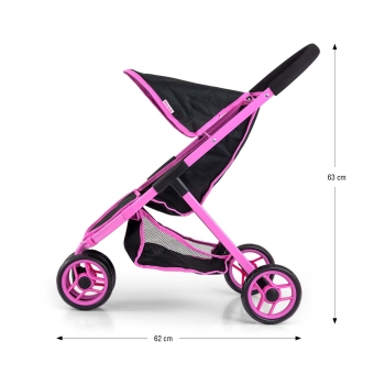 Wózek dla lalek Susie Milly Mally trójkołowy czarno-różowy