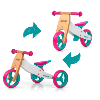 Rowerek Trójkołowy JAKE CANDY 2w1 Drewniany Biegowy dla Dzieci 12-36 msc