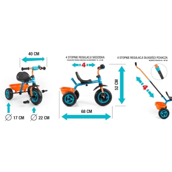 Rowerek Trójkołowy dla Dziewczynki TURBO Candy Regulowany 18-36M