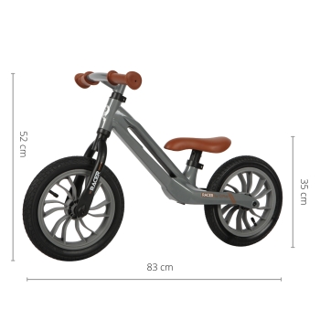 Rowerek biegowy RACER dla dzieci szary z lekkiej ramy magnezowej