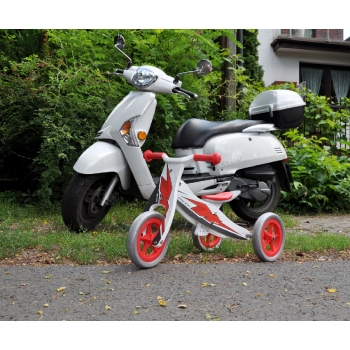 Rowerek Biegowy Drewniany 2w1 Look Racing Trójkołowy Dwukołowy