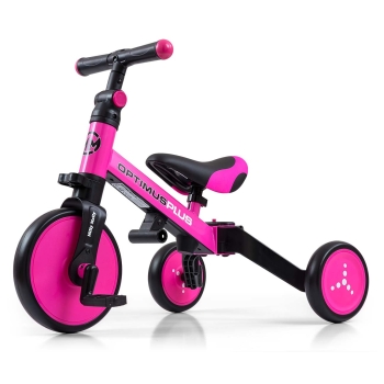 Rowerek 4w1 OPTIMUS Plus Różowy | Biegowy i Trójkołowy dla Dzieci
