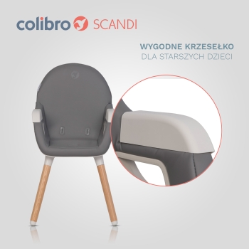 Krzesełko do Karmienia 3w1 COLIBRO SCANDI ONYX Skandynawskie Design