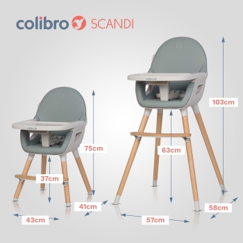 Krzesełko do karmienia 3w1 COLIBRO SCANDI AGAVA - Wielofunkcyjne