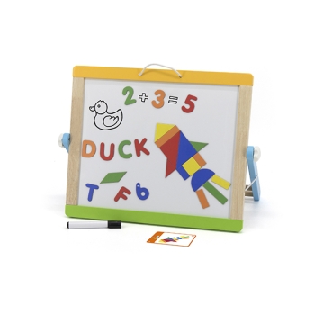 Drewniana Tablica Dwustronna Edukacyjna dla Dzieci z Akcesoriami