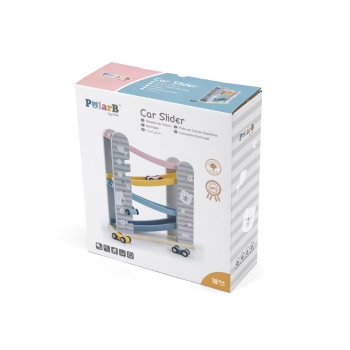 Drewniana Zjeżdżalnia Tor Samochodowy Viga z 4 Autkami dla Dzieci 18m+