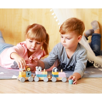 Drewniany Pociąg Viga z Klockami Polar Bear - Zabawka Rozwojowa dla Dzieci