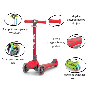 MILLY MALLY 3003 Hulajnoga SCOOTER Boogie red-4