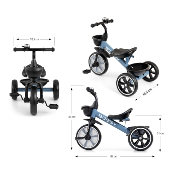 Milly Mally Rowerek Trójkołowy Bobby Denim z Kołami EVA 24M+