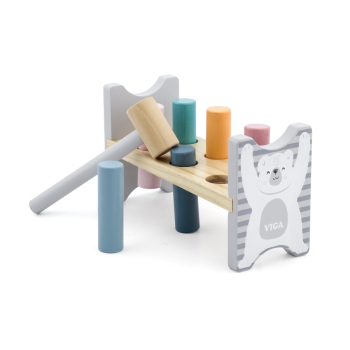 Viga Drewniana Przebijanka Kolorowe Kołki Młotek Polar Bear