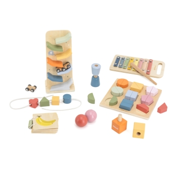 VIGA Edukacyjny Zestaw Drewnianych Zabawek Manualni Odkrywcy 18-24m