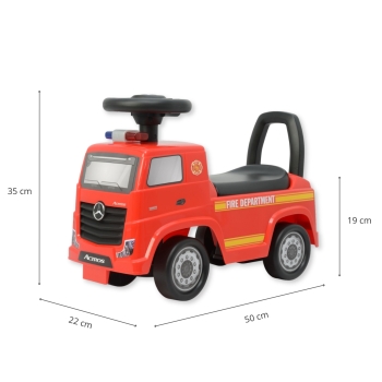 Jeździk MILLY MALLY Mercedes-Benz Actros Straż Pożarna Czerwony Licencjonowany