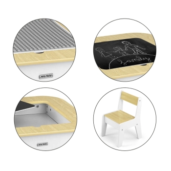 Milly Mally Zestaw Meble Dziecięce Olaf Blocks Stolik + 2 Krzesełka Białe