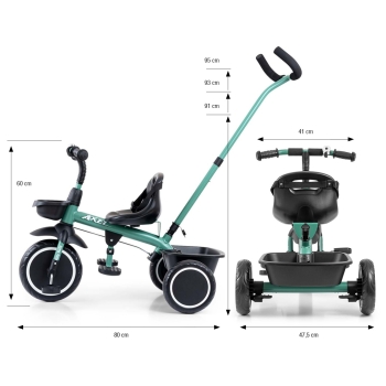 Milly Mally Axel Rowerek Trójkołowy Regulowany Wolne Koło Dark Green