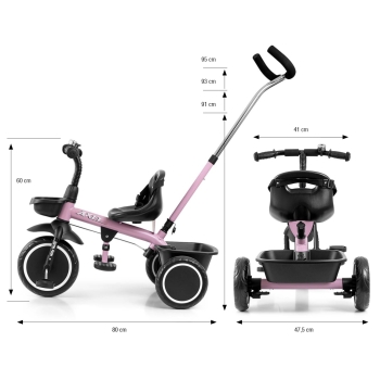 Rowerek trójkołowy Milly Mally Axel dla dzieci różowy GROW UP