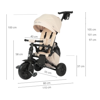 Rowerek Trójkołowy Qplay Nova Max Beżowy Millly Mally 6304