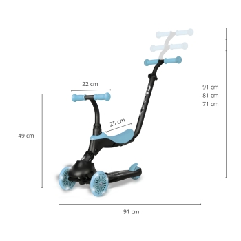 Qplay Sema Evo Hulajnoga Jeździk 3w1 dla Dzieci Sky Blue