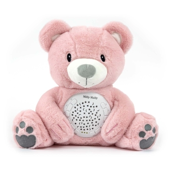 Milly Mally Miś Pluszowy z Projektorem Gwiazd Kołysanki Szum Milly Bear Pink
