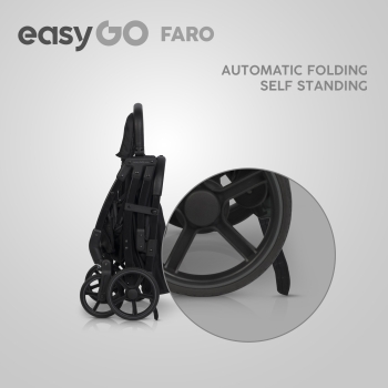 Wózek Spacerowy EASY GO FARO EBONY BLACK do 22 kg | Automatyczne Składanie