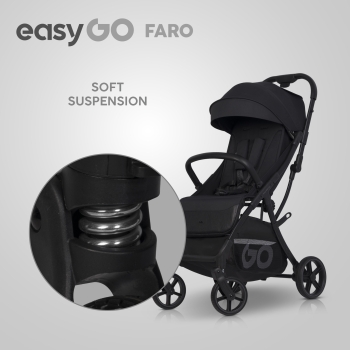 Wózek Spacerowy EASY GO FARO EBONY BLACK do 22 kg | Automatyczne Składanie