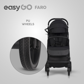 Wózek Spacerowy EASY GO FARO EBONY BLACK do 22 kg | Automatyczne Składanie