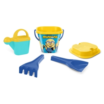 WADER Minions Zestaw do Piasku 5 elementów Wiaderko Łopatka Grabki Konewka