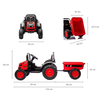 MILLY MALLY 5741 Pojazd na akumulator Traktor z przyczepą Farmer Red-7